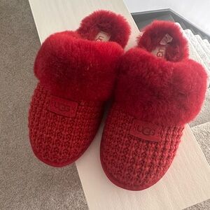 UGG Red Fluffy Loafers